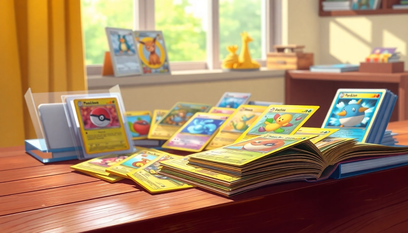 Explore an enticing display of Pokemon cards India collection, including rare holographic cards and protective accessories.